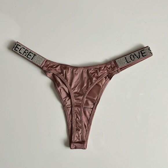 Women's Glitter Straps ( Love) Low Waist Sexy Underwear Thongs Underwear Panty - Picture 3 of 7